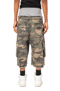 WASHED CAMO CARGO SHORTS