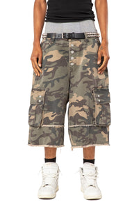 WASHED CAMO CARGO SHORTS